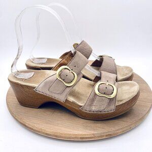 Dansko Sophie Sandals Womsns 8.5 39 Beige Leather Double Strap Boho Garden